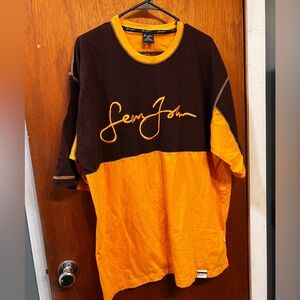 Sean John Y2K embroidered Two-Tone Brown and Orange Tee